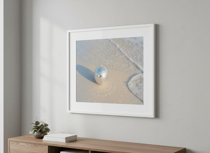 Modern wall art styled above a sofa in a neutral living room