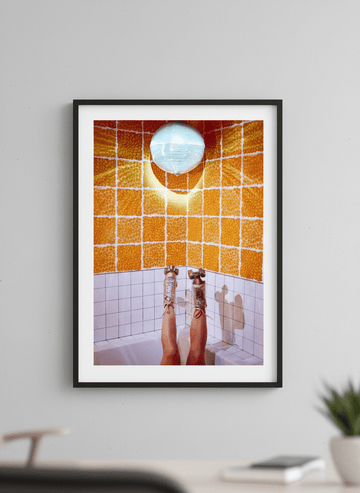 Contemporary wall art featured in a bright modern office workspace