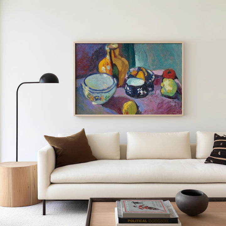 Dishes & Fruit by Henri Matisse,livingroom,timber border