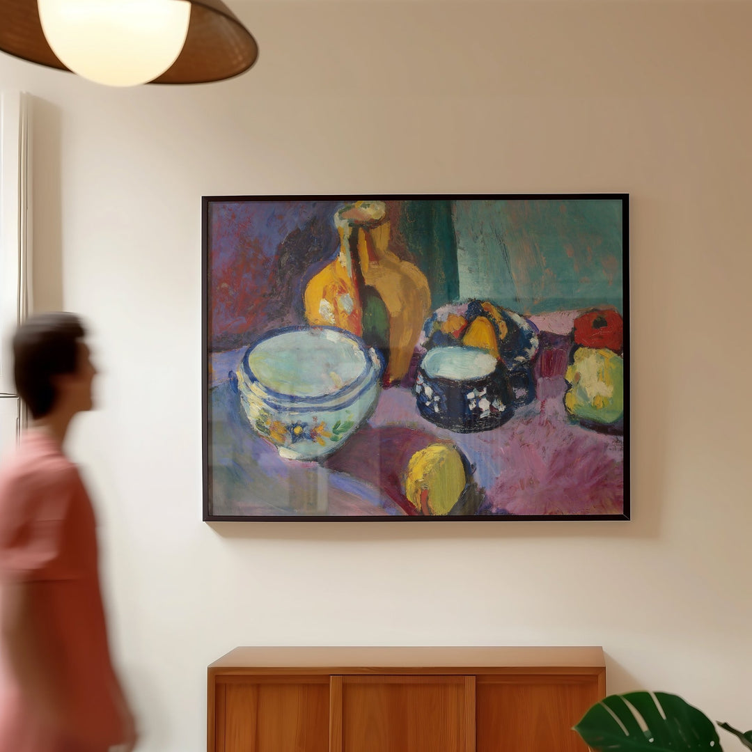 Dishes & Fruit by Henri Matisse,livingroom,timber border
