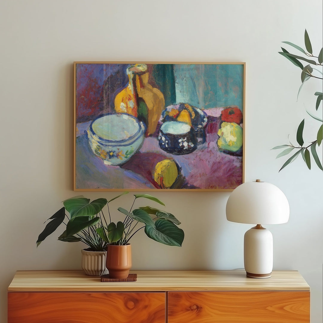 Dishes & Fruit by Henri Matisse,livingroom,timber border
