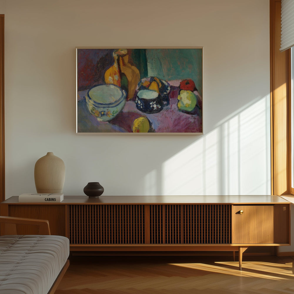 Dishes & Fruit by Henri Matisse,livingroom,timber border