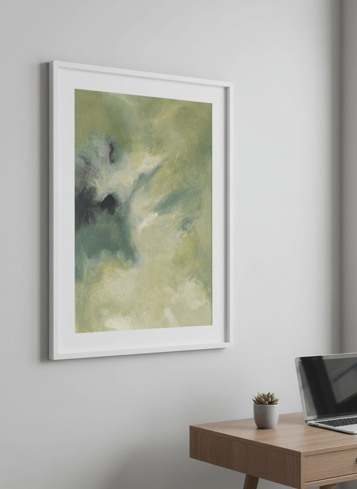 Contemporary wall art featured in a bright modern office workspace
