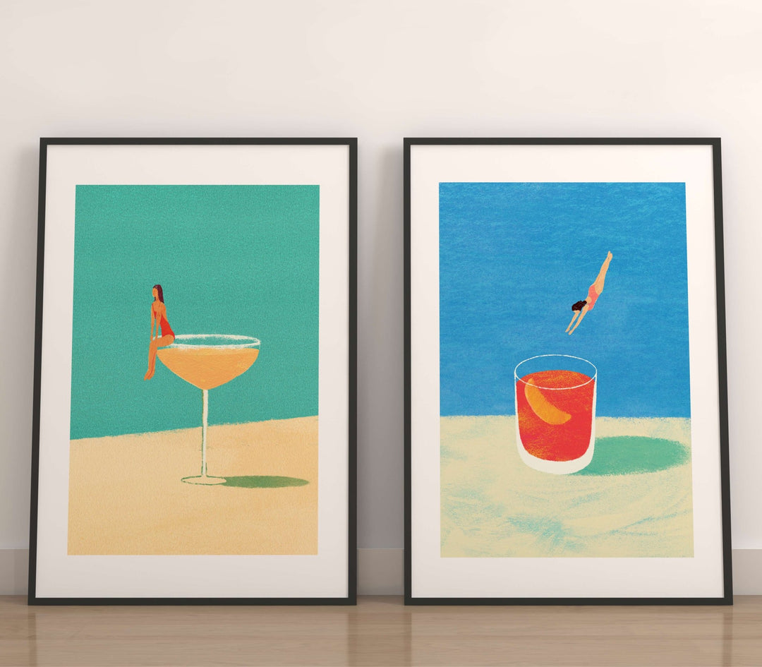 Diving in Spirits by Henry Rivers Set of 2 wall - art - picture - poster