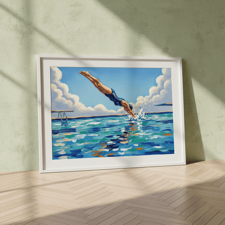 Diving in Water Brushstrokes Painting Wall Art Landscape Print wall - art - picture - poster