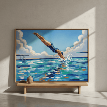 Diving in Water Brushstrokes Painting Wall Art Landscape Print wall - art - picture - poster
