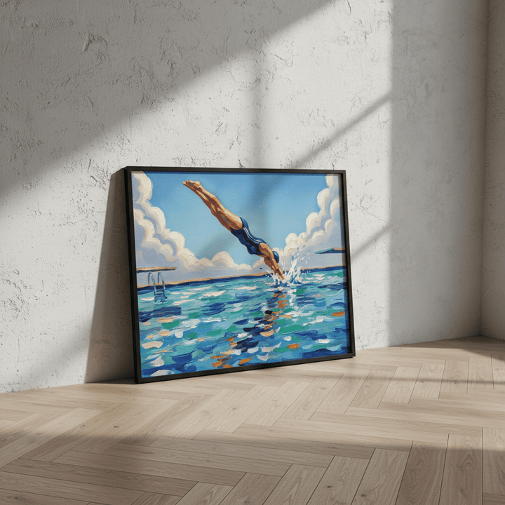 Diving in Water Brushstrokes Painting Wall Art Landscape Print wall - art - picture - poster