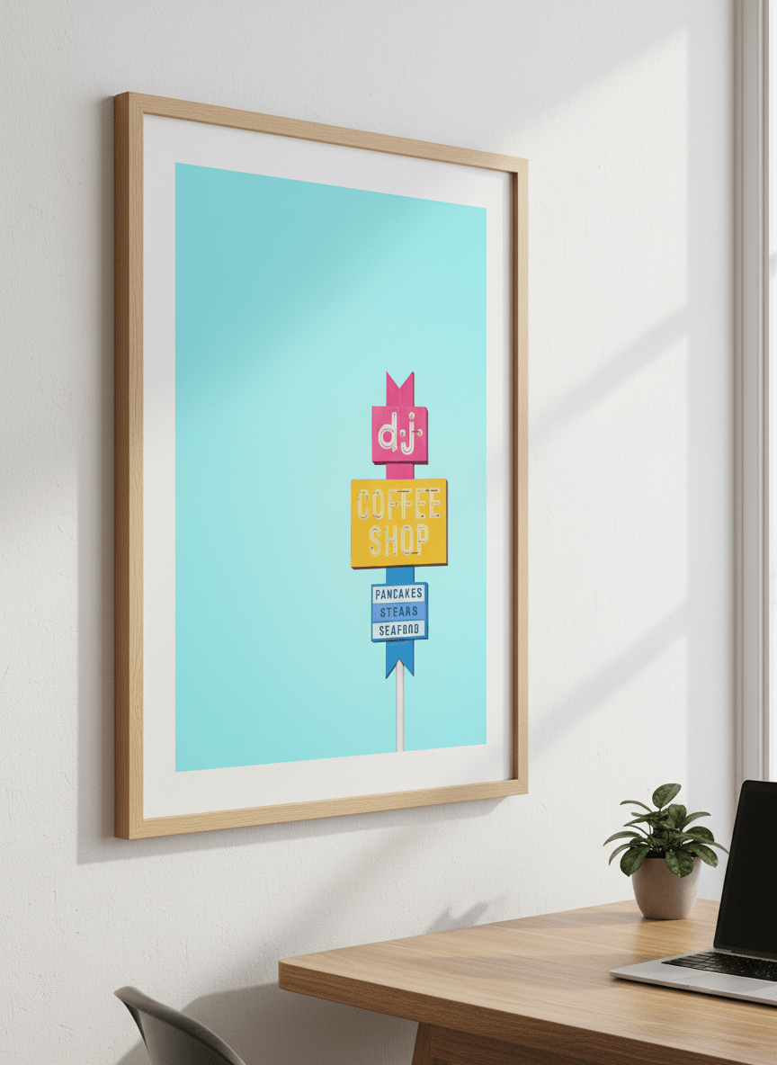 Contemporary wall art featured in a bright modern office workspace