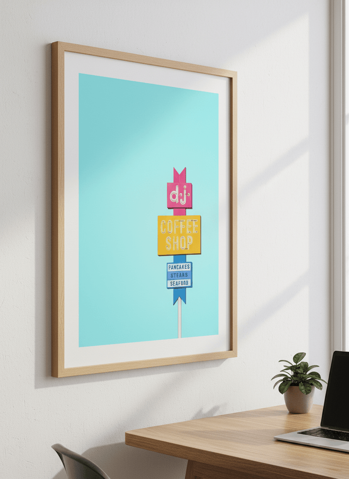 Contemporary wall art featured in a bright modern office workspace