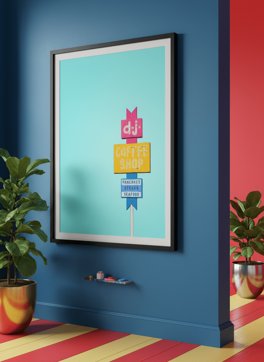 Bold wall art styled in a colourful, eclectic modern home