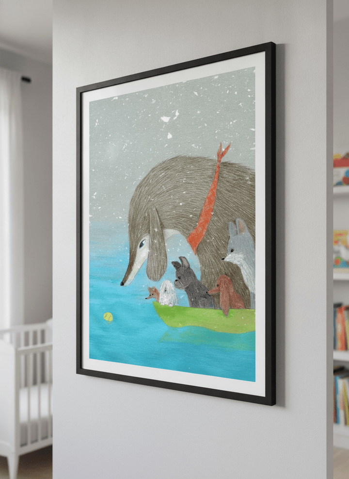 Soft neutral wall art styled in a serene nursery with pastel tones