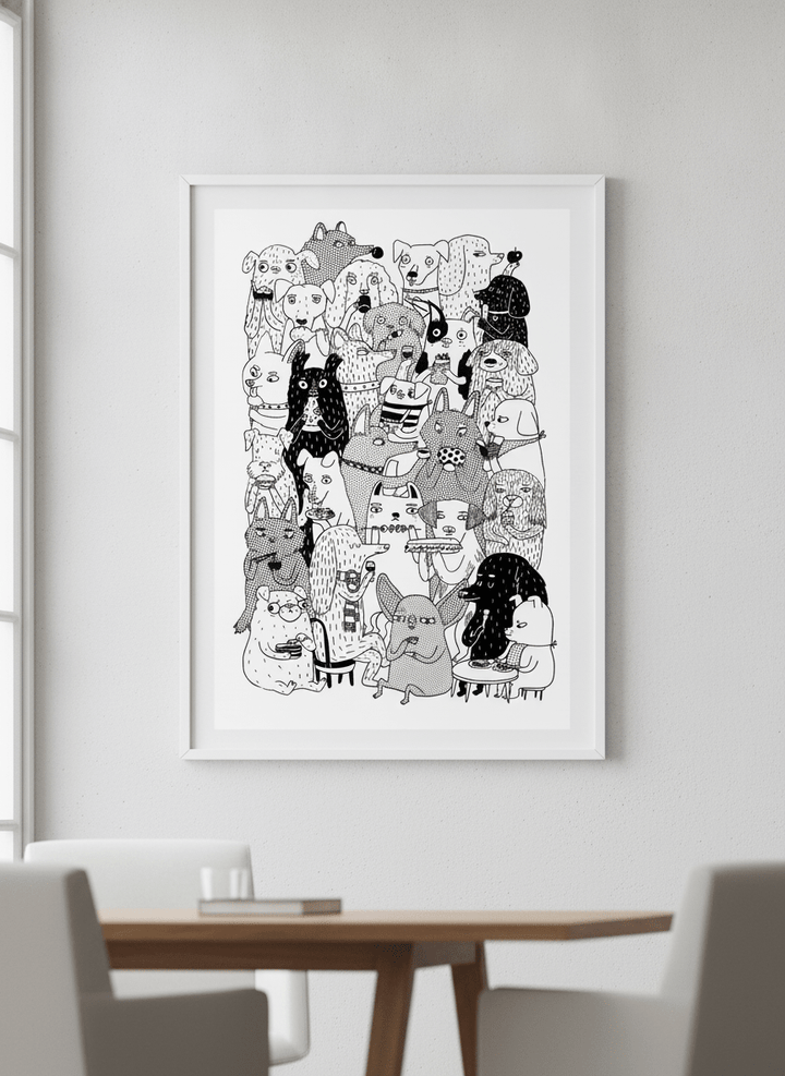 Contemporary wall art featured in a bright modern office workspace