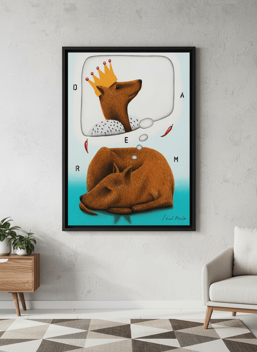 Modern wall art styled above a sofa in a neutral living room
