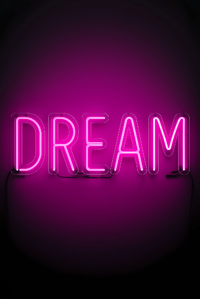 Dream Neon Print Wall Art eclectic motivational print frame