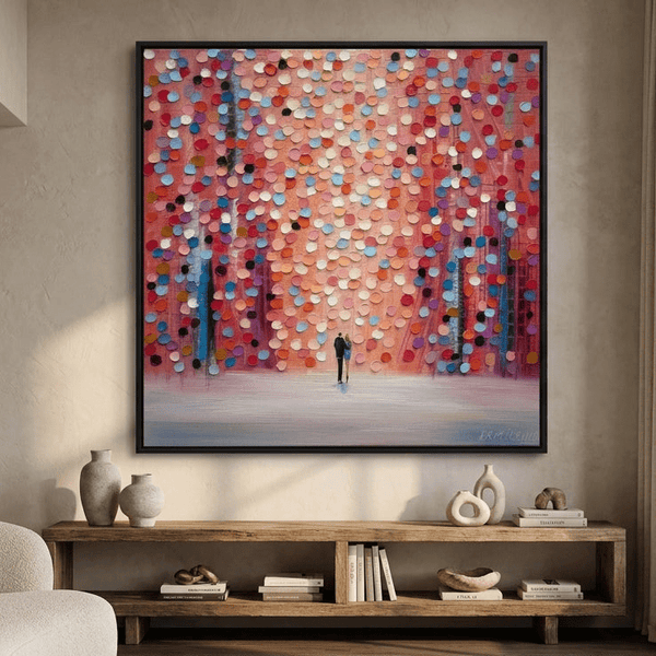 Dream On Under The Pink Rain By Ekaterina Ermilkina | Canvas Square Print