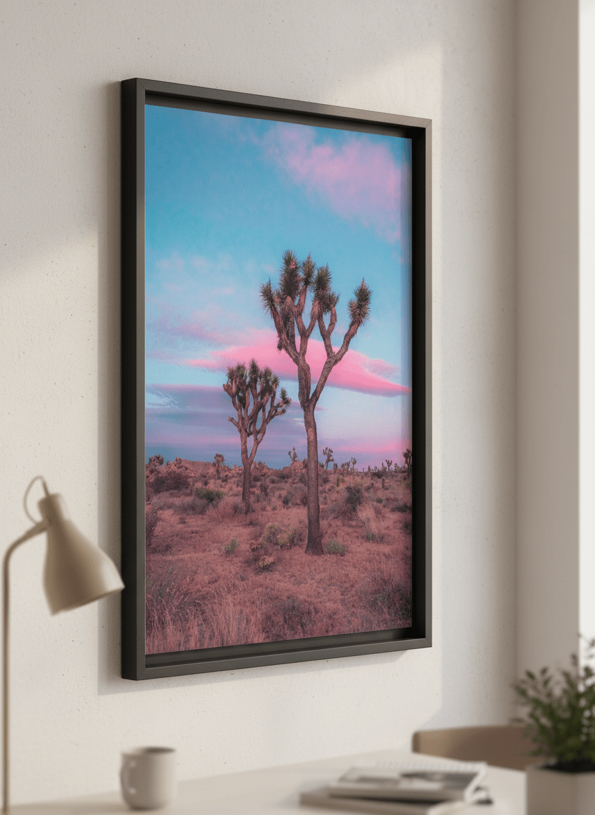 Contemporary wall art featured in a bright modern office workspace
