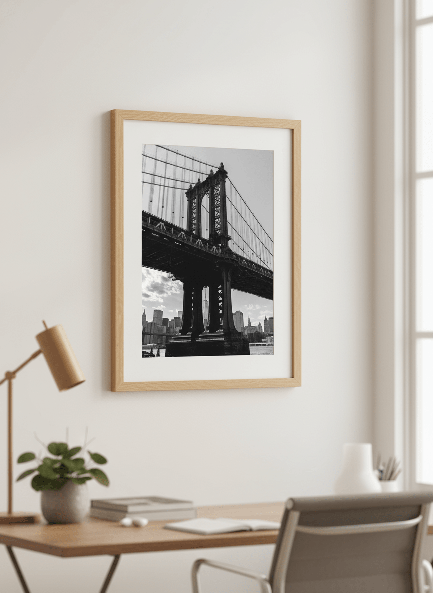 Contemporary wall art featured in a bright modern office workspace