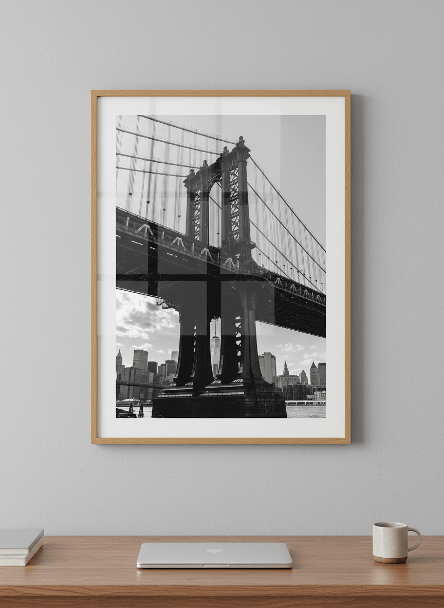 Contemporary wall art featured in a bright modern office workspace
