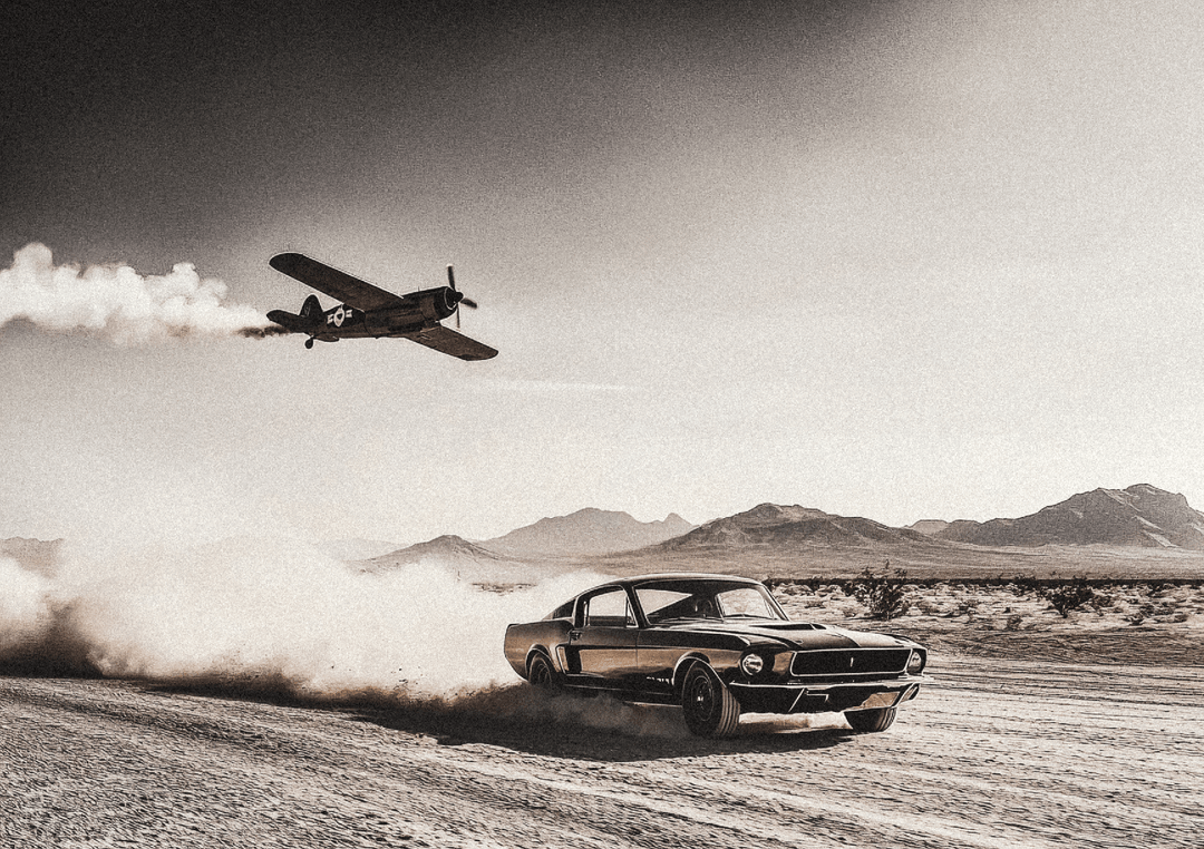 Dust & Glory Wall Art Car versus PLane Wall Art Photograph frame