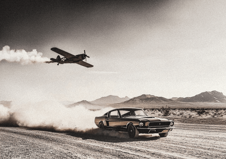 Dust & Glory Wall Art Car versus PLane Wall Art Photograph frame
