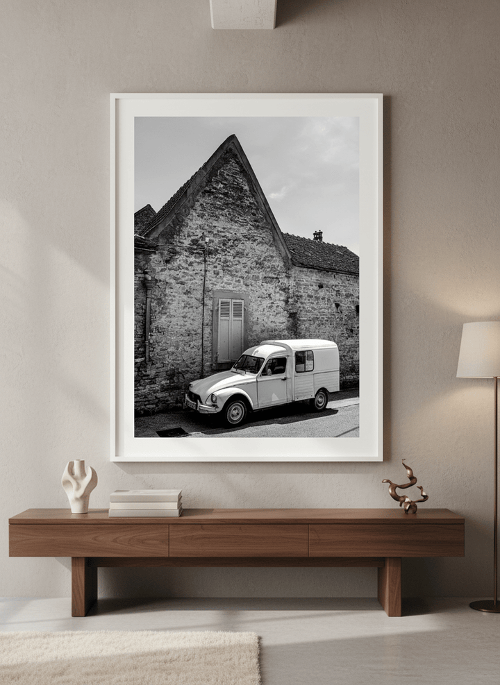 Monumental artwork centred on a feature wall in a luxe interior