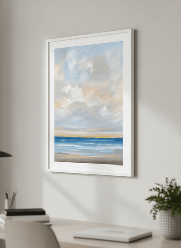 Contemporary wall art featured in a bright modern office workspace