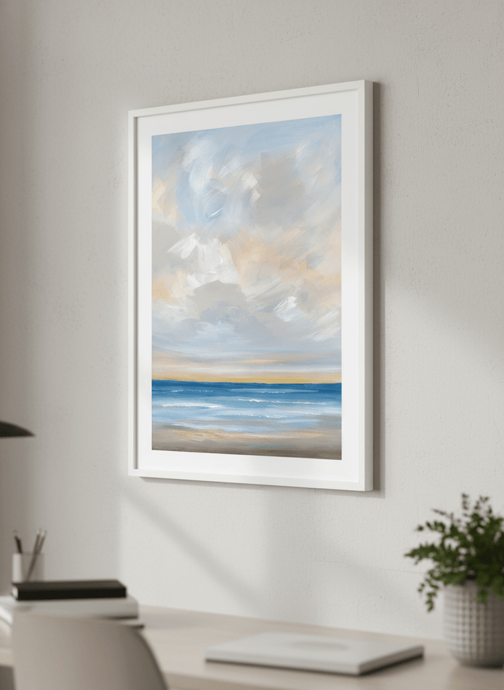 Contemporary wall art featured in a bright modern office workspace