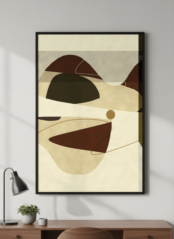 Contemporary wall art featured in a bright modern office workspace