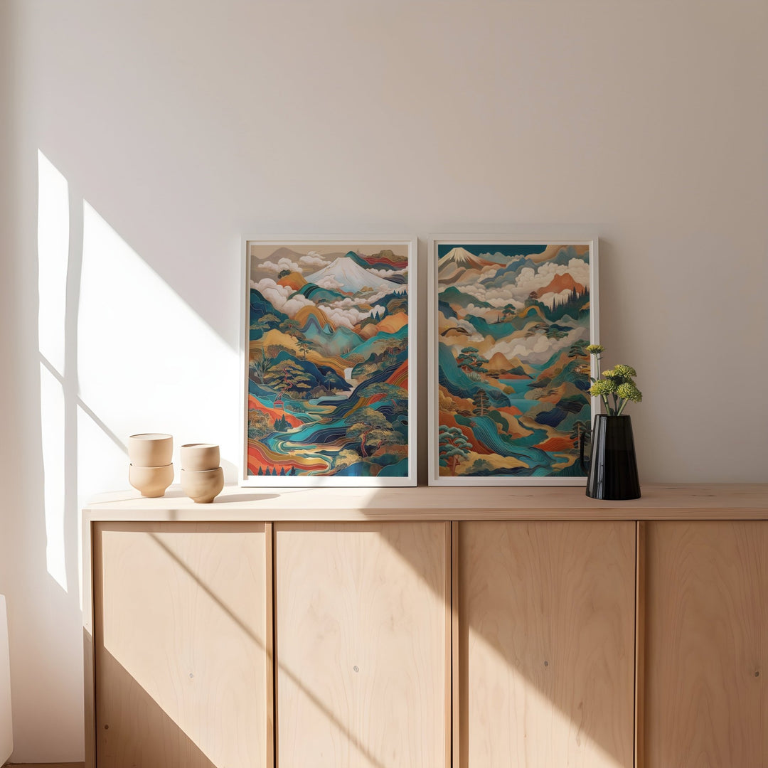 Echo Whispers of Japan Fuji Mountain Duo Prints wall - art - picture - poster