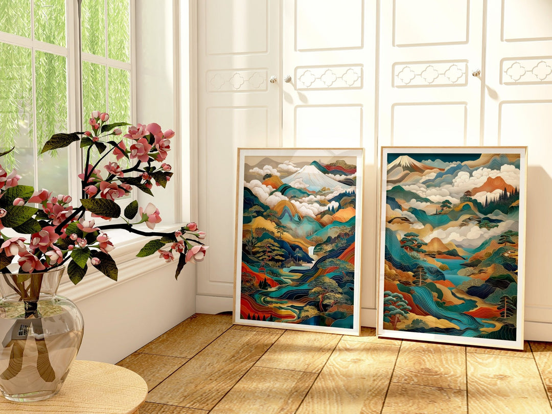 Echo Whispers of Japan Fuji Mountain Duo Prints wall - art - picture - poster