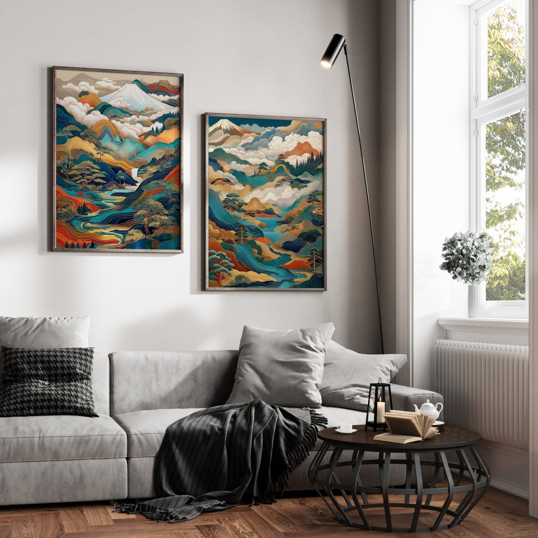 Echo Whispers of Japan Fuji Mountain Duo Prints wall - art - picture - poster