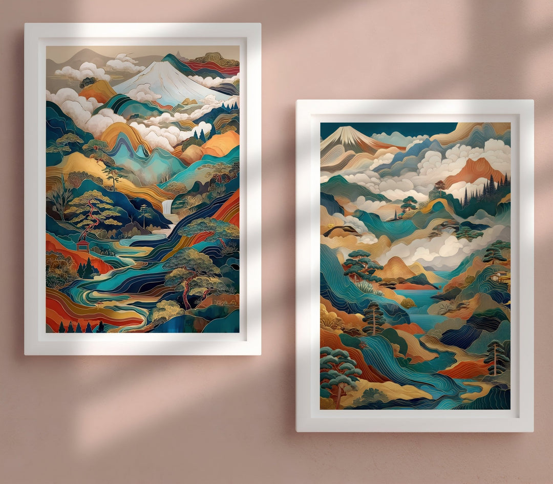 Echo Whispers of Japan Fuji Mountain Duo Prints wall - art - picture - poster