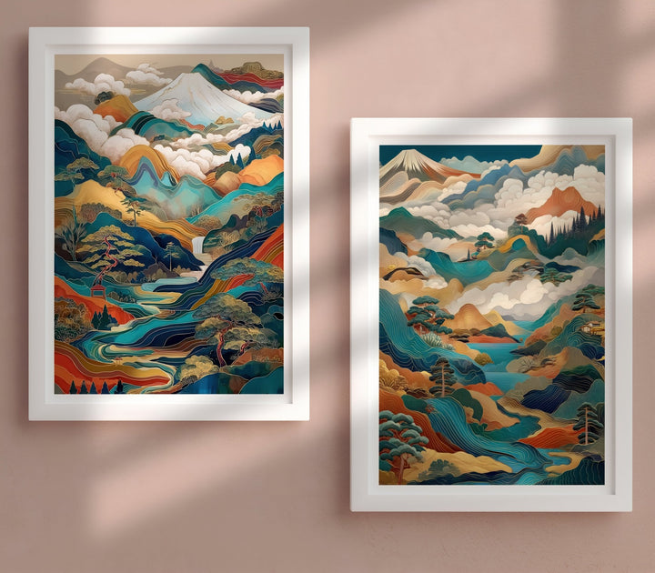 Echo Whispers of Japan Fuji Mountain Duo Prints wall - art - picture - poster