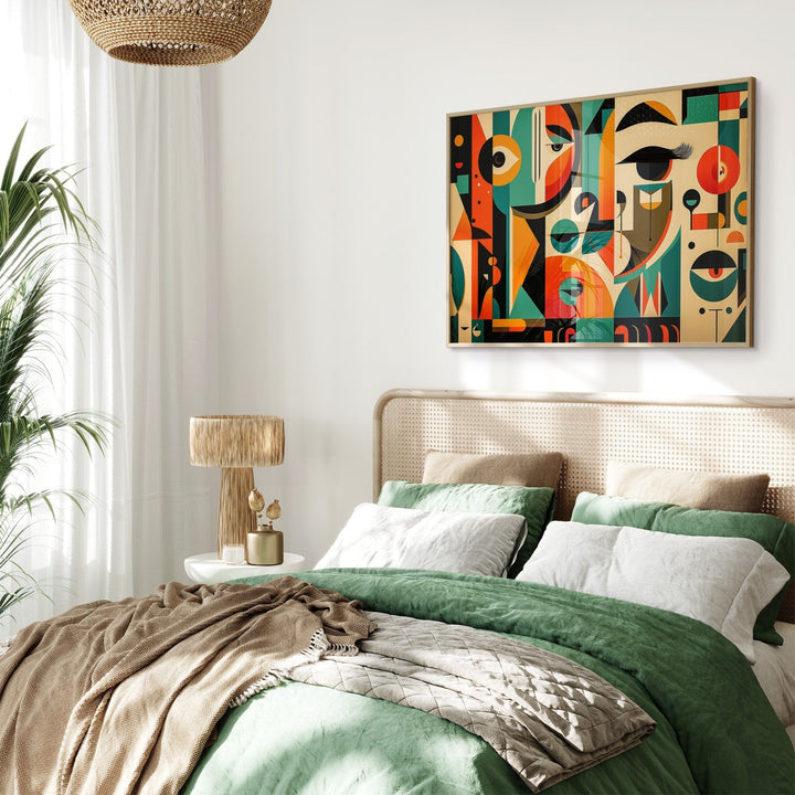 Echoes in Color Abstract Cubism Landscape Artowrk - Style My Wall