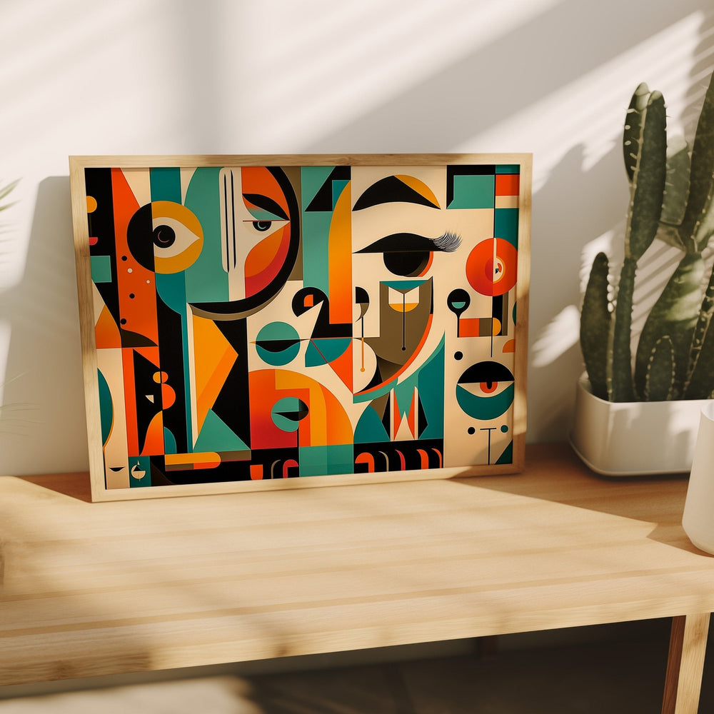 Echoes in Color Abstract Cubism Landscape Artowrk - Style My Wall