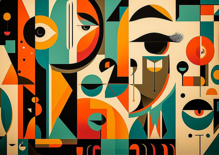 Echoes in Color Abstract Cubism Landscape Artowrk - Style My Wall,frame