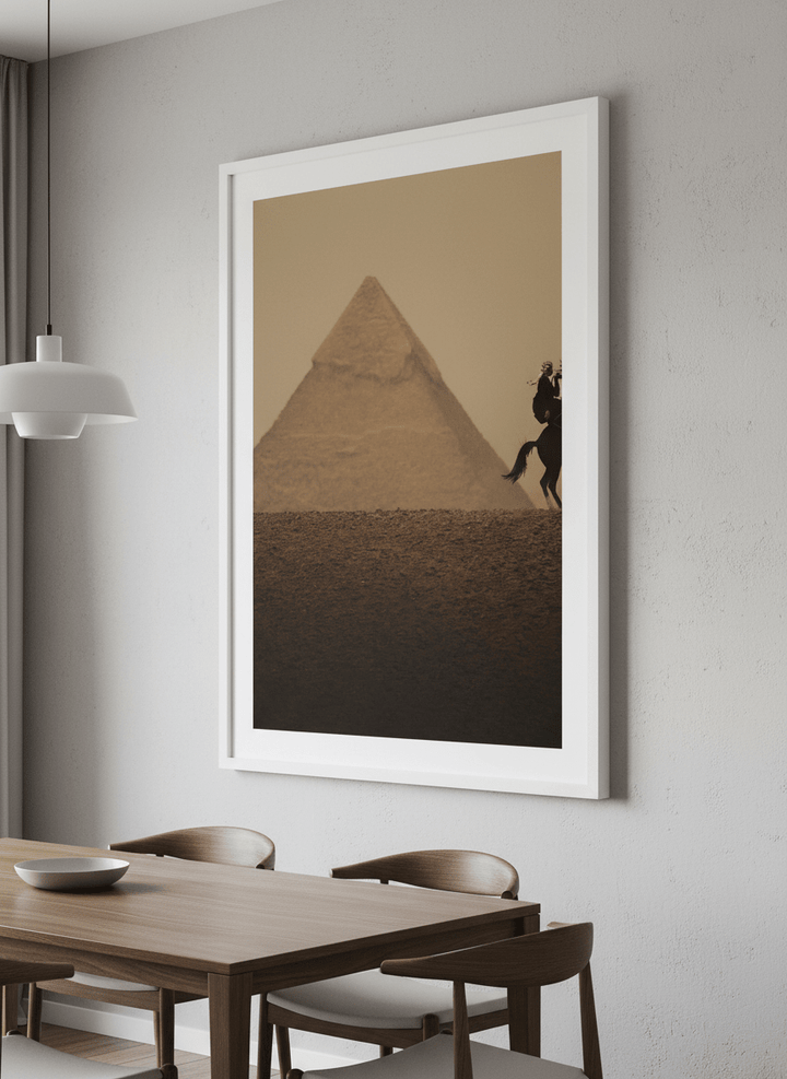 Wall art styled above a dining table in a contemporary home