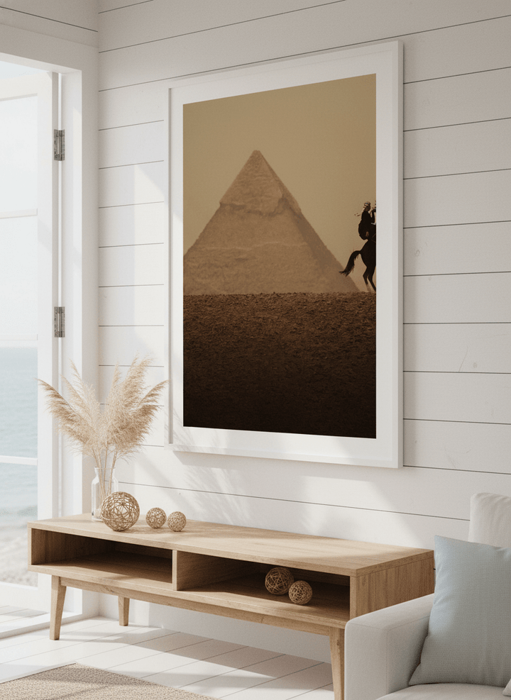 Neutral wall art displayed in a sunny coastal beach house