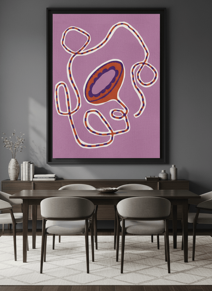 Monumental artwork centred on a feature wall in a luxe interior