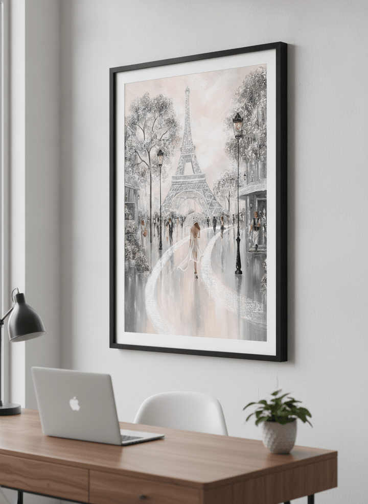 Contemporary wall art featured in a bright modern office workspace