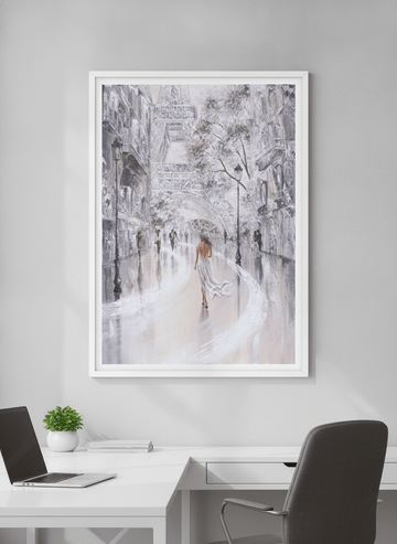 Contemporary wall art featured in a bright modern office workspace