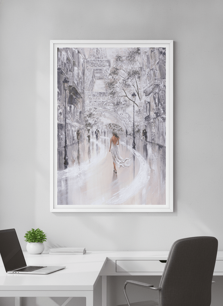 Contemporary wall art featured in a bright modern office workspace