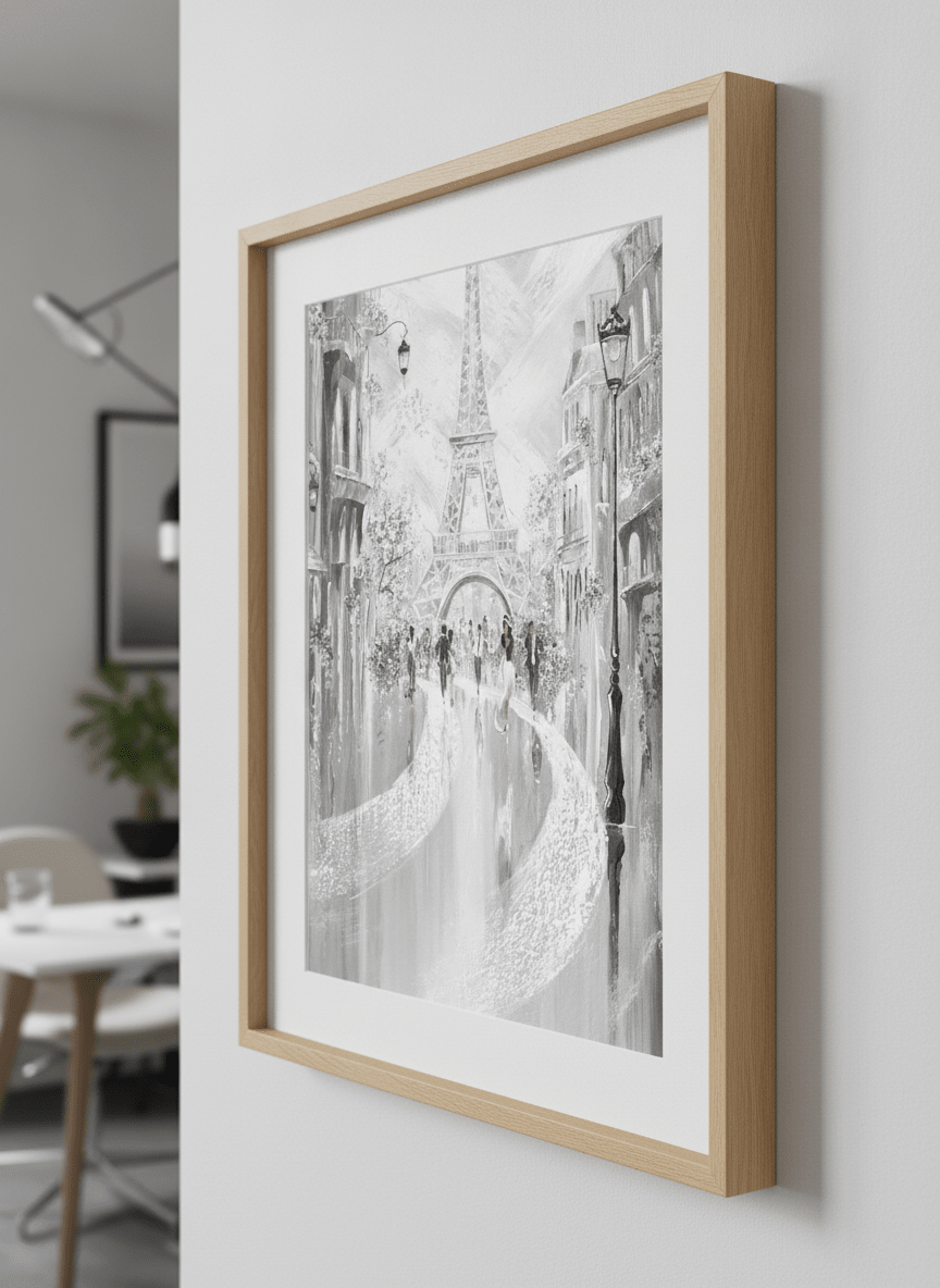 Contemporary wall art featured in a bright modern office workspace