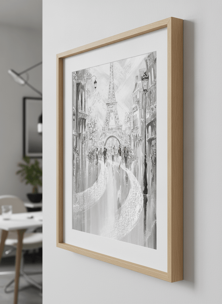 Contemporary wall art featured in a bright modern office workspace