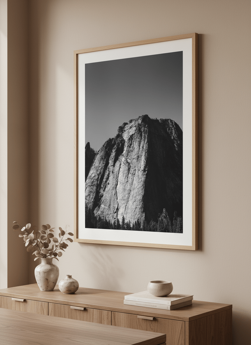 Wall art styled above a dining table in a contemporary home