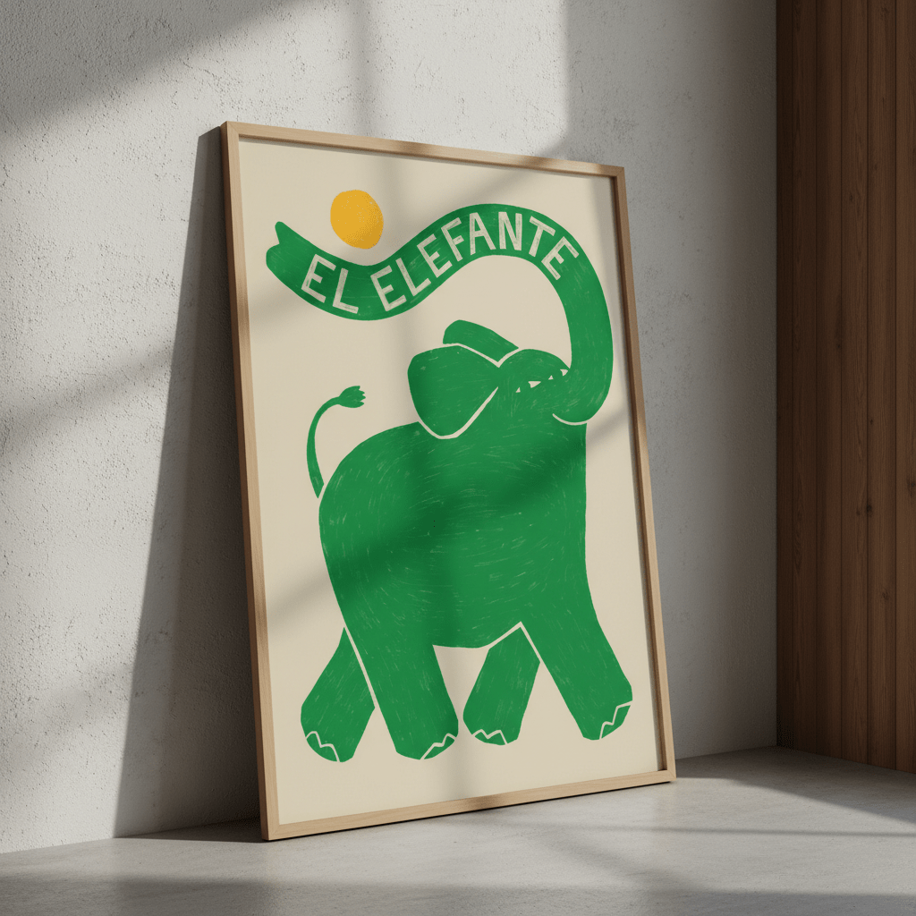 El Elefante Green by Manne Jalilian wall - art - picture - poster