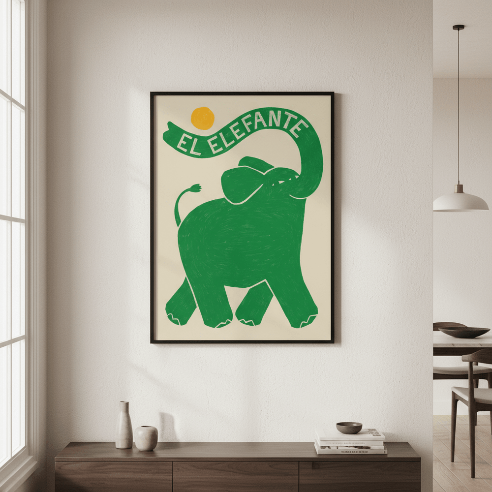 El Elefante Green by Manne Jalilian wall - art - picture - poster