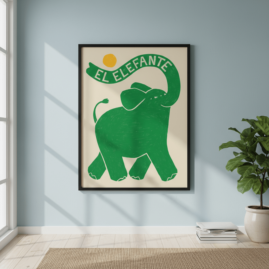 El Elefante Green by Manne Jalilian wall - art - picture - poster
