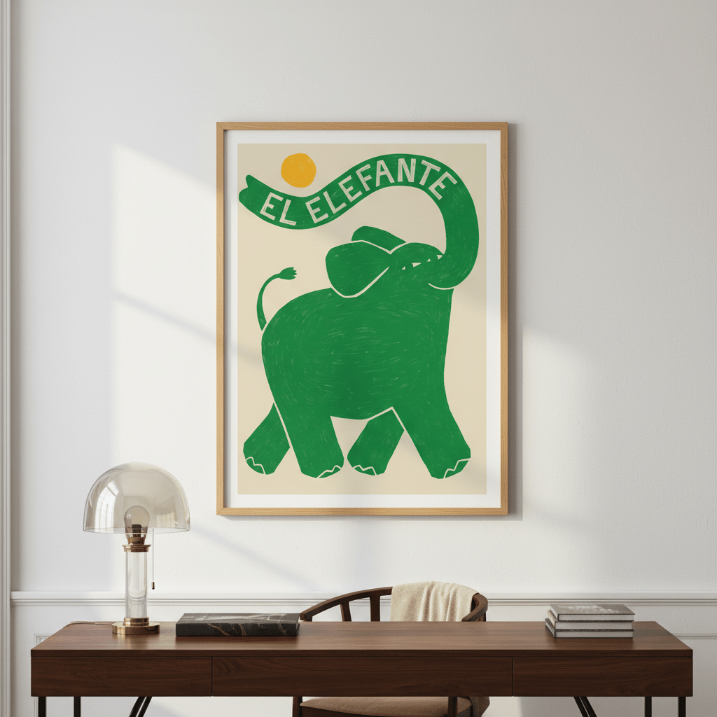 El Elefante Green by Manne Jalilian wall - art - picture - poster