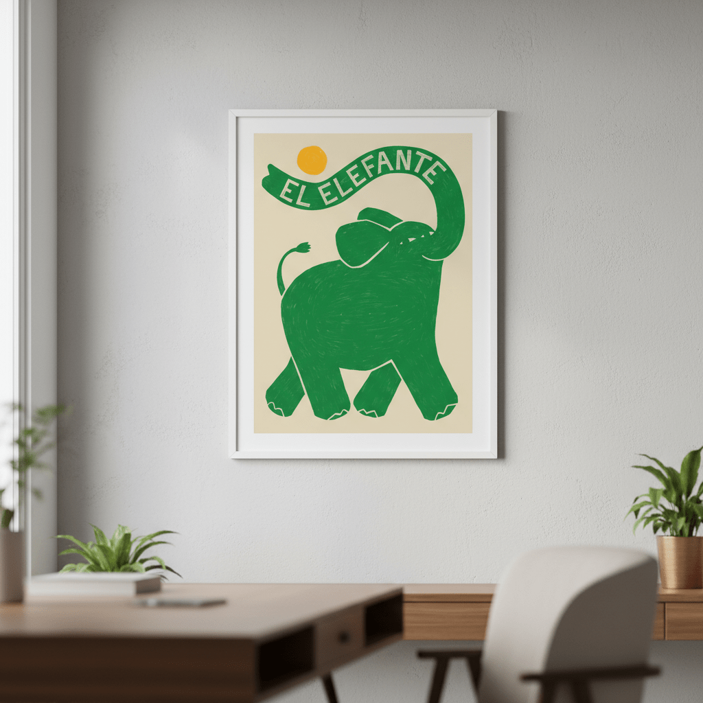 El Elefante Green by Manne Jalilian wall - art - picture - poster